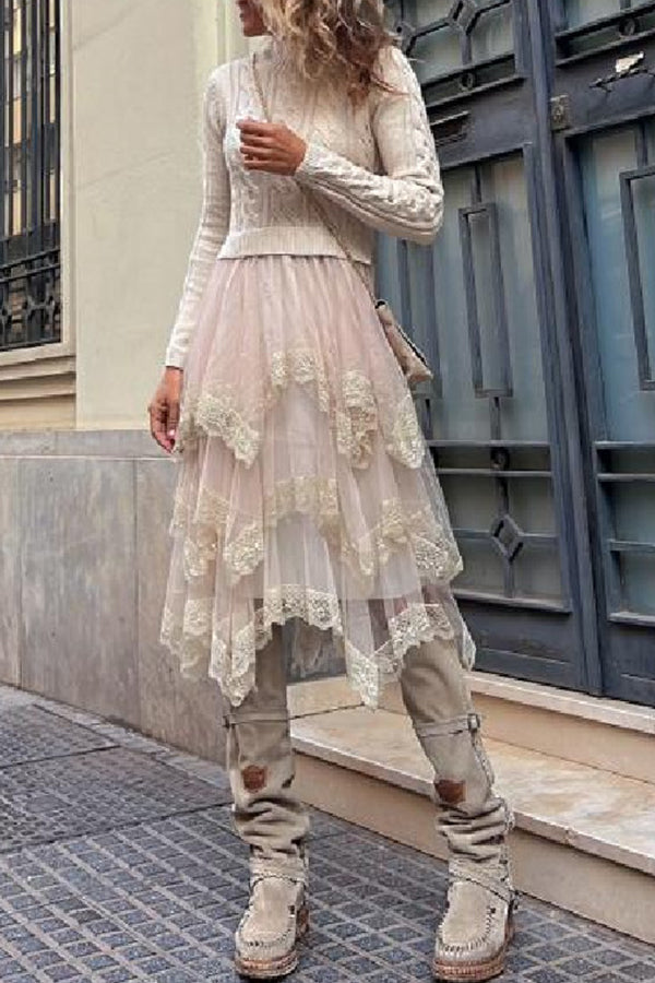 Half turtleneck cable slim fit short pullover sweater