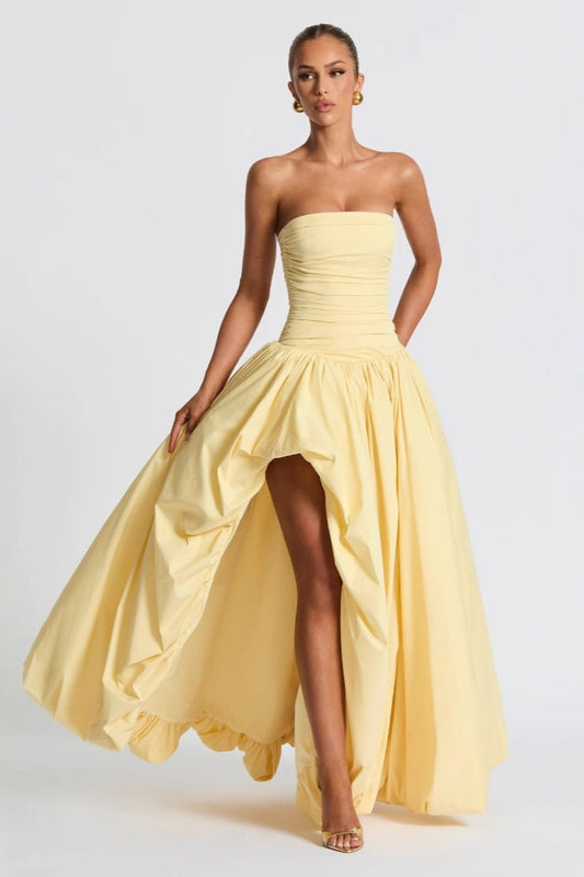 Strapless Ruched A Line Formal Dress