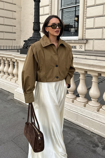 Chic Pleated Detail Short Coat