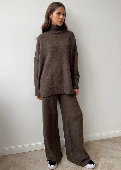 Luxe Comfort - Oversized Knit Sweater and Pants Set