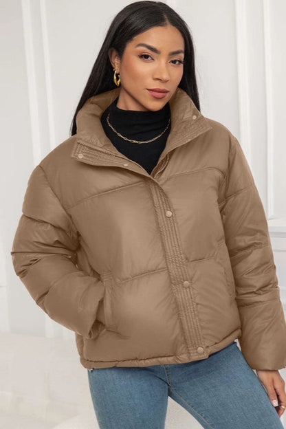 Cropped Stand Collar Puffer Jacket
