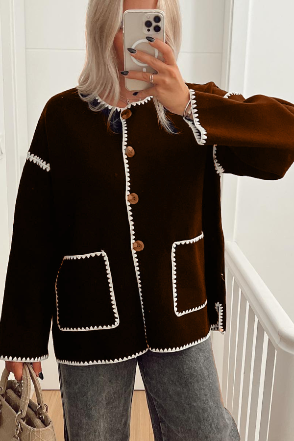 Fashionable Color-block Woolen Coat