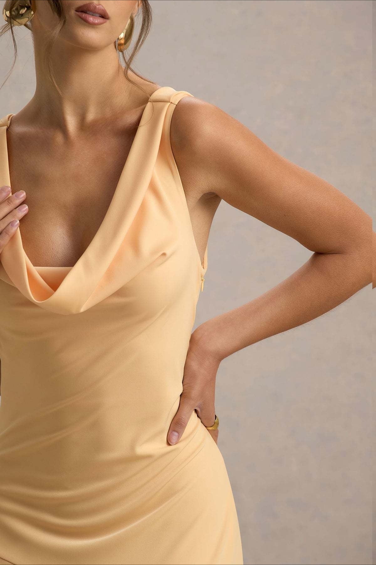 Satin Bodycon Backless Fish Maxi Dress