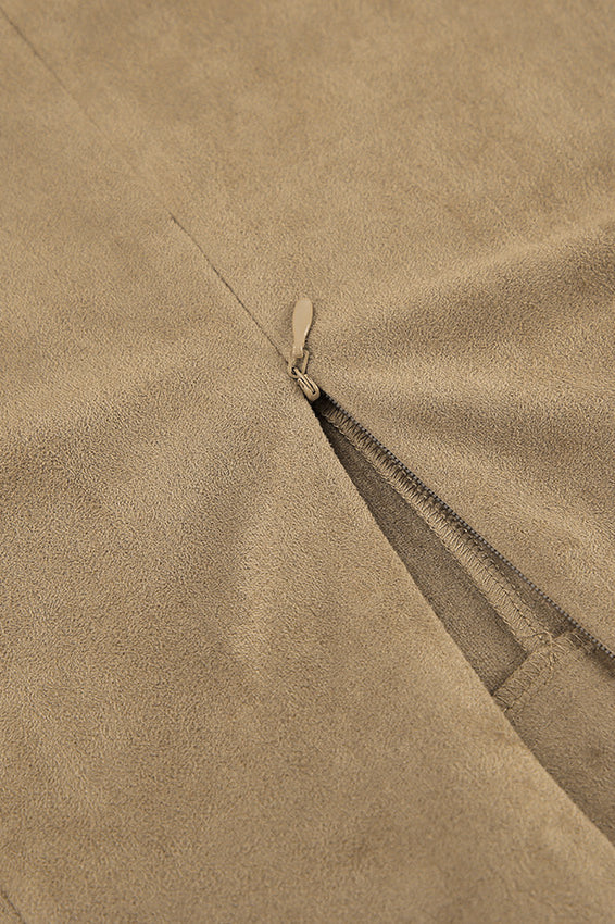 French Minimalist High-Waisted Solid Color Midi Skirt