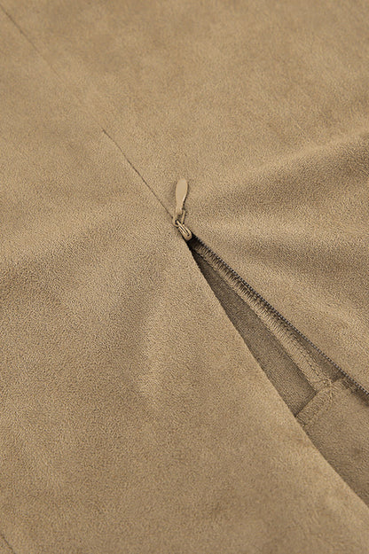 French Minimalist High-Waisted Solid Color Midi Skirt