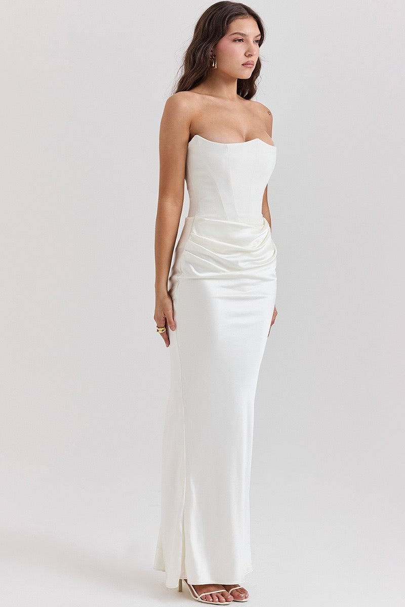 Strapless Boned Corset Bodycon Maxi Dress