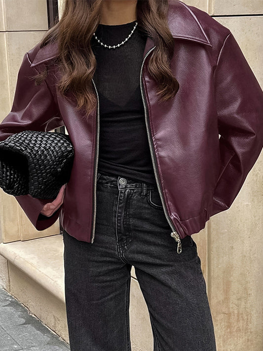 Large Lapel Leather Loose Jacket