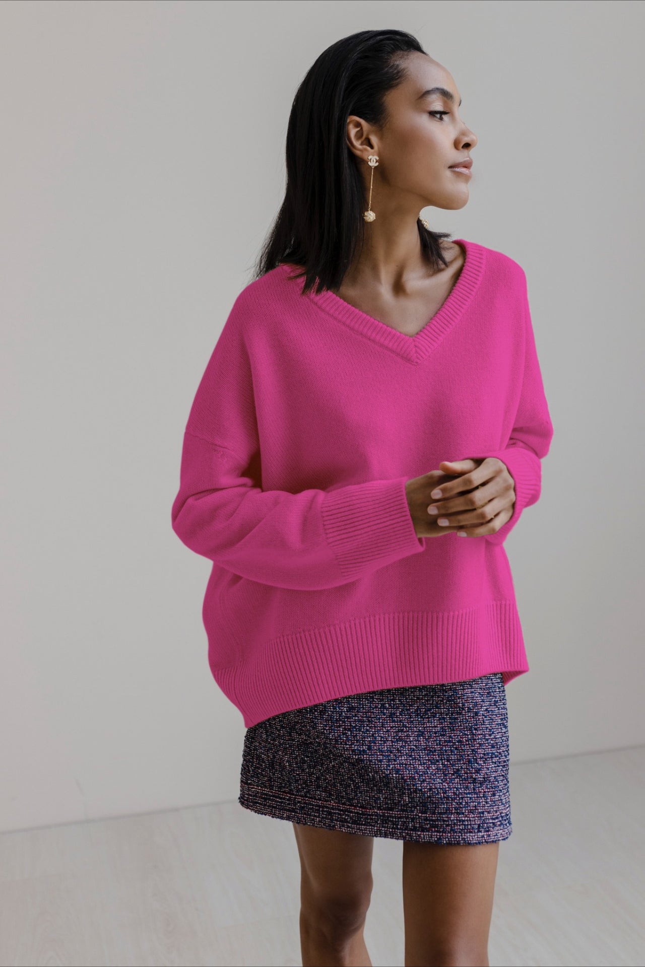 V Neck Long Sleeve Relaxed Sweater