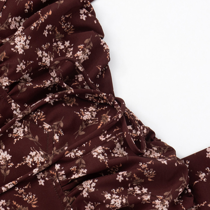 Slit flower print backless zip-up cami maxi dress