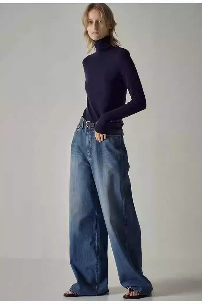 High Waist Black Wide Leg Jean