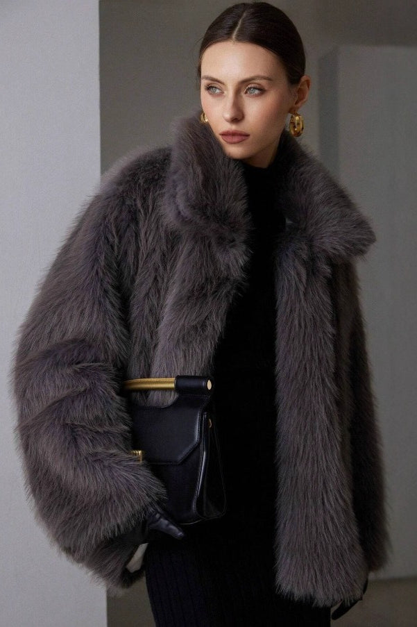Solid Faux Fur Winter Coat