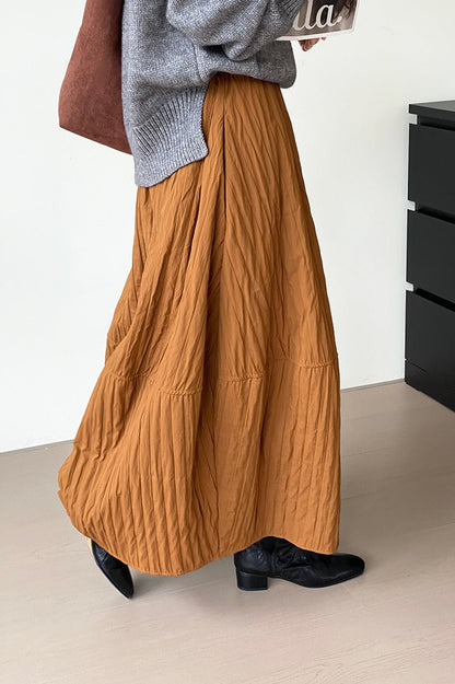 Vintage Quilted Cotton Puffer Midi Skirt