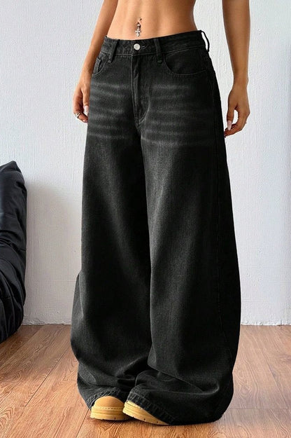 Vintage Washed Wide-Leg Jeans