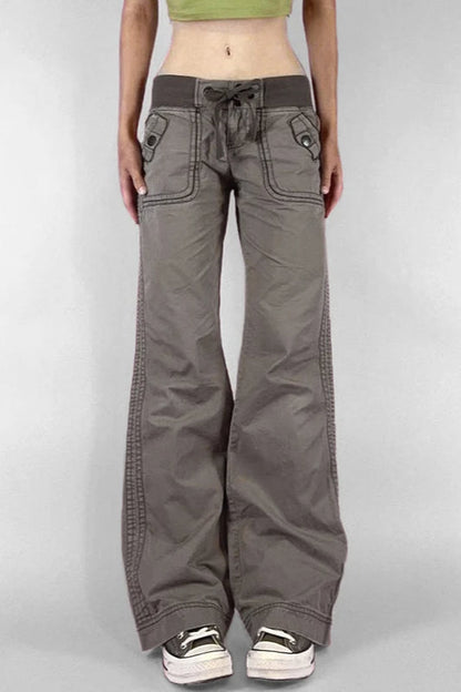 Multi Pocket Low Waist Bootcut Jeans