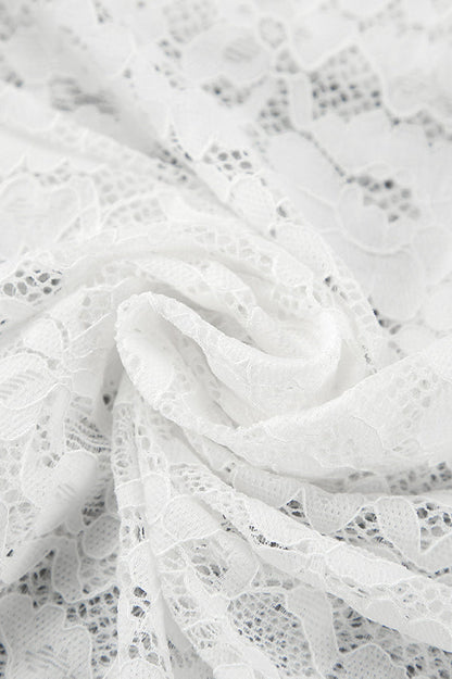 White Lace Sheer High Waist A-Line Skirt