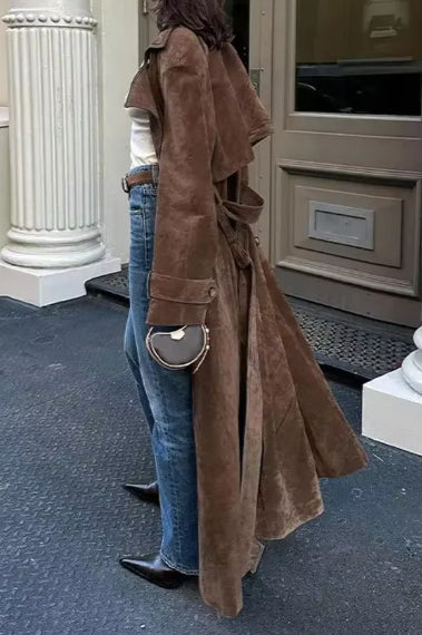Vintage Brown Belted Long Coat
