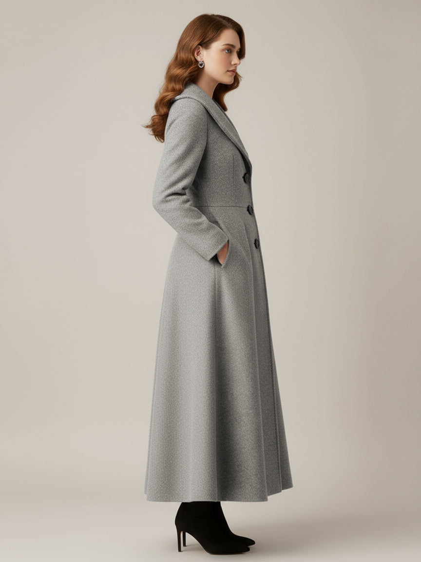 Full Length Woolen Coat With Shawl Collar For Women 2026