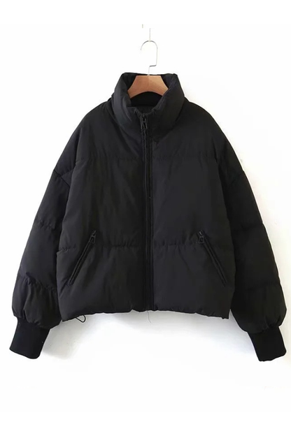 Stand Collar Zipper Pocket Thick Warm Cotton Jacket