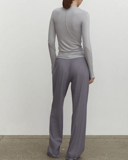 Half Turtleneck Beveled Long Sleeve Sweater