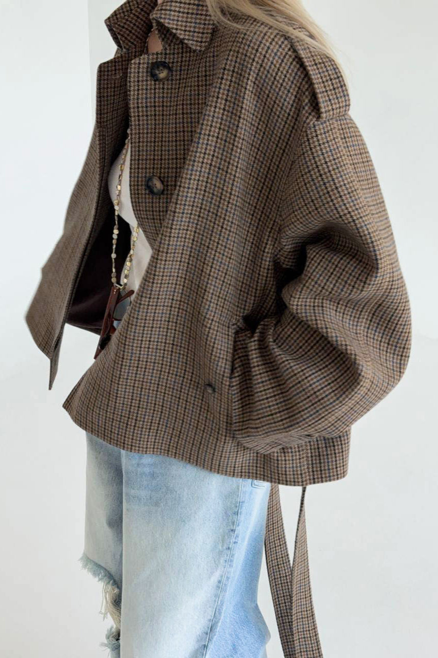 Vintage Houndstooth Demure Designer Coat