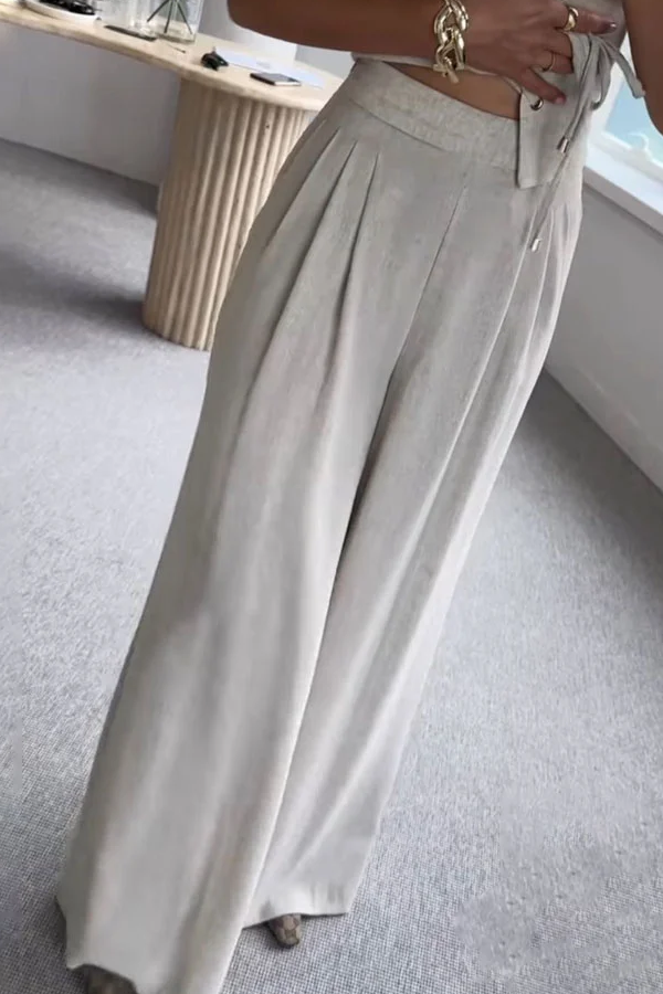 Commuter All-Match String Top & Pants Two-Piece Set
