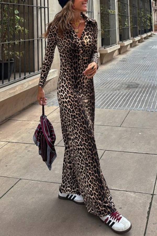 Virginia Leopard Print Long Dress