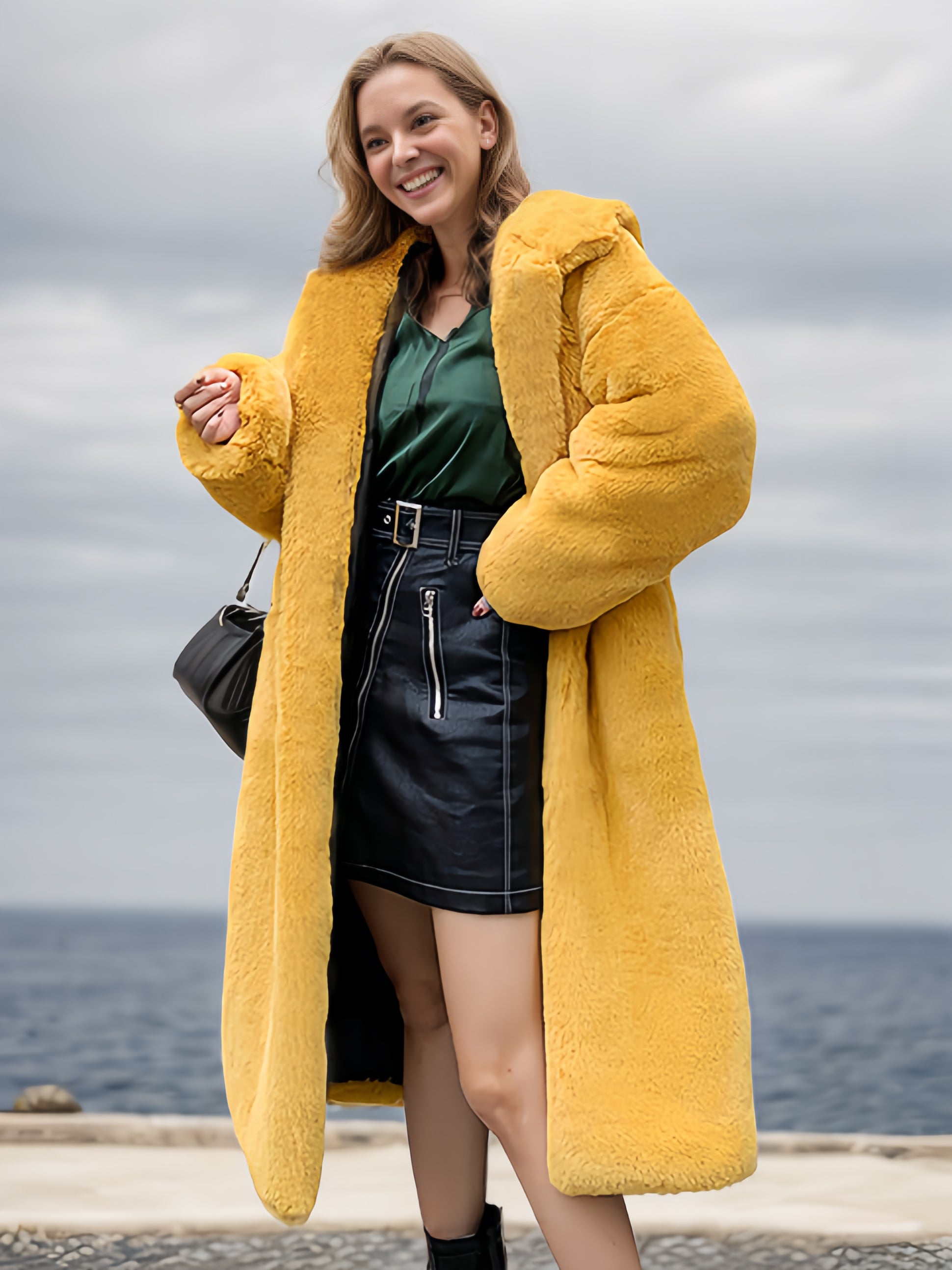 Faux Fur Coats For Women Hooded Winter Eco-friendly Long Jacket 2026
