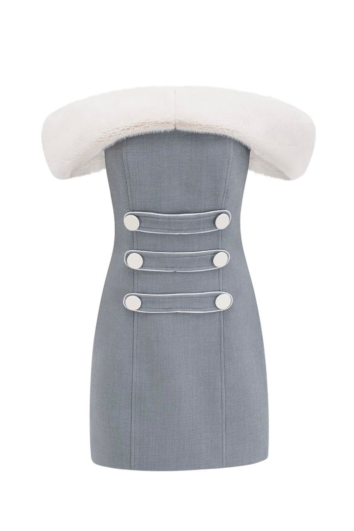Griselda Faux Fur Off Shoulder Mini Dress
