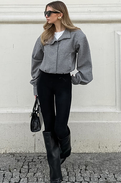 Trendy Grey Wool Short Coat