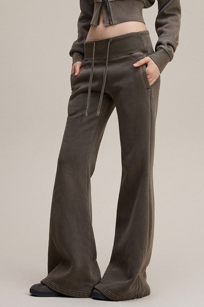 Fleece Lined Bodycon Flared Knit Pants
