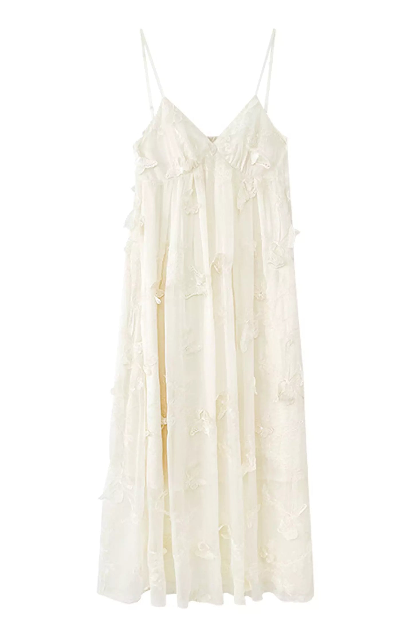 Araceli White Butterfly Embroidery Slip Dress