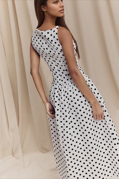 Chic Polka Dot Sleeveless Maxi Dress