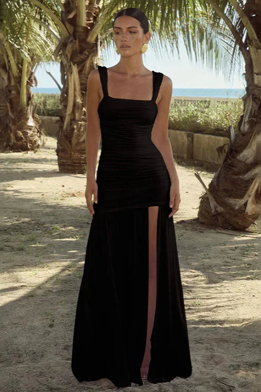 Knit Backless Cami Split Maxi Dress