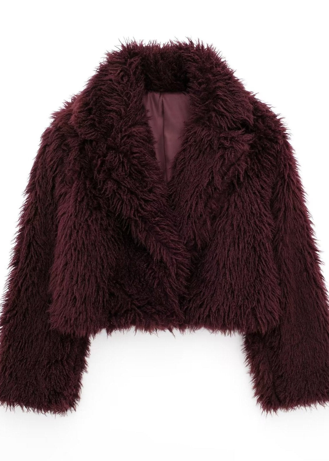 Chic Faux Fur Winter Jacket in Burgundy