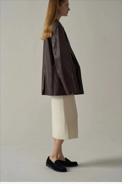 Oversized PU Blazer Coat