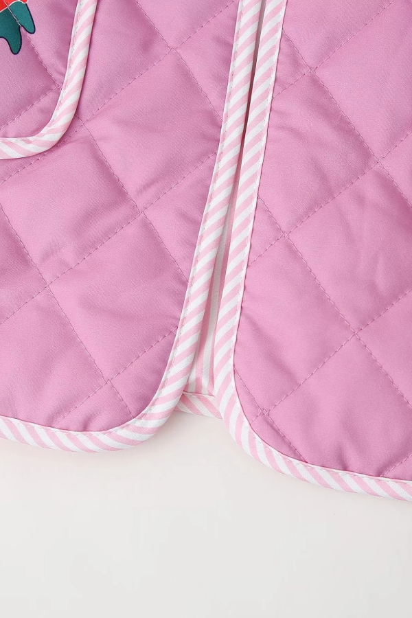 Rose Print Bow Quilted Jacket