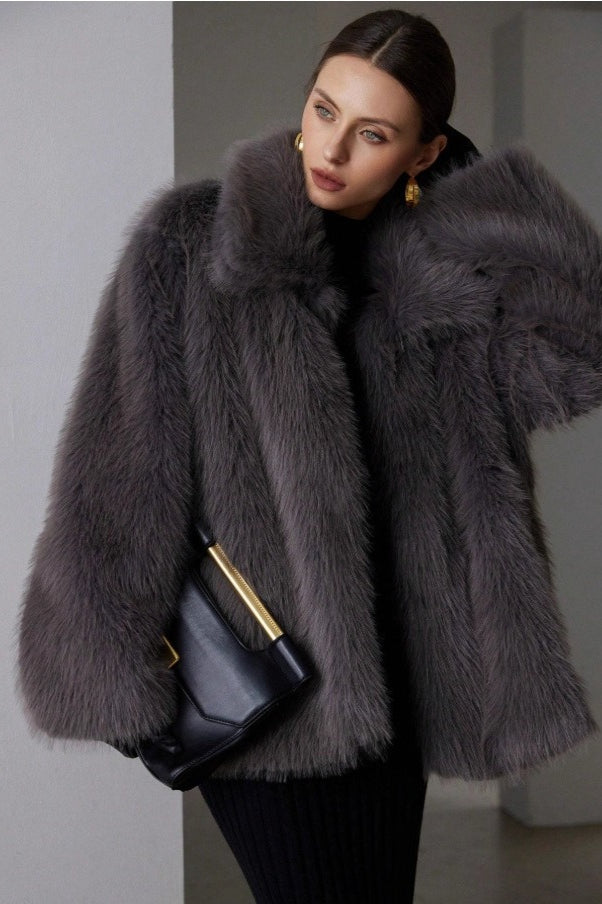 Solid Faux Fur Winter Coat