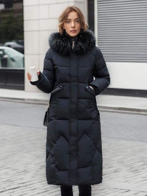 Longline Coat Hooded Zip Up Hooded Qualited Casual Winter Outerwear