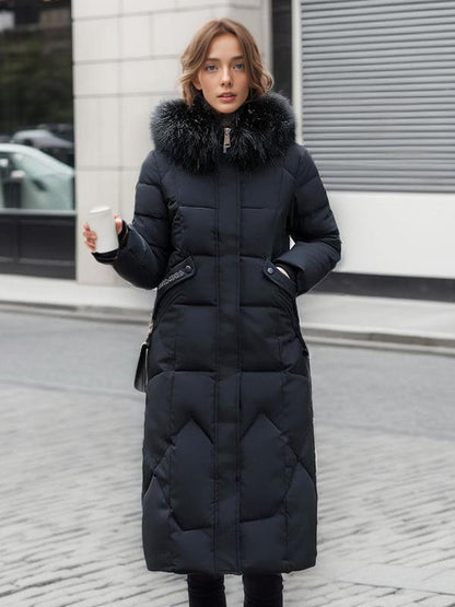 Longline Coat Hooded Zip Up Hooded Qualited Casual Winter Outerwear