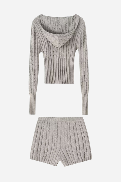 Erica Knit Hoodie & Short Pants Set