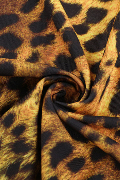 Slim Fit Leopard Cowl Backless Maxi Dress