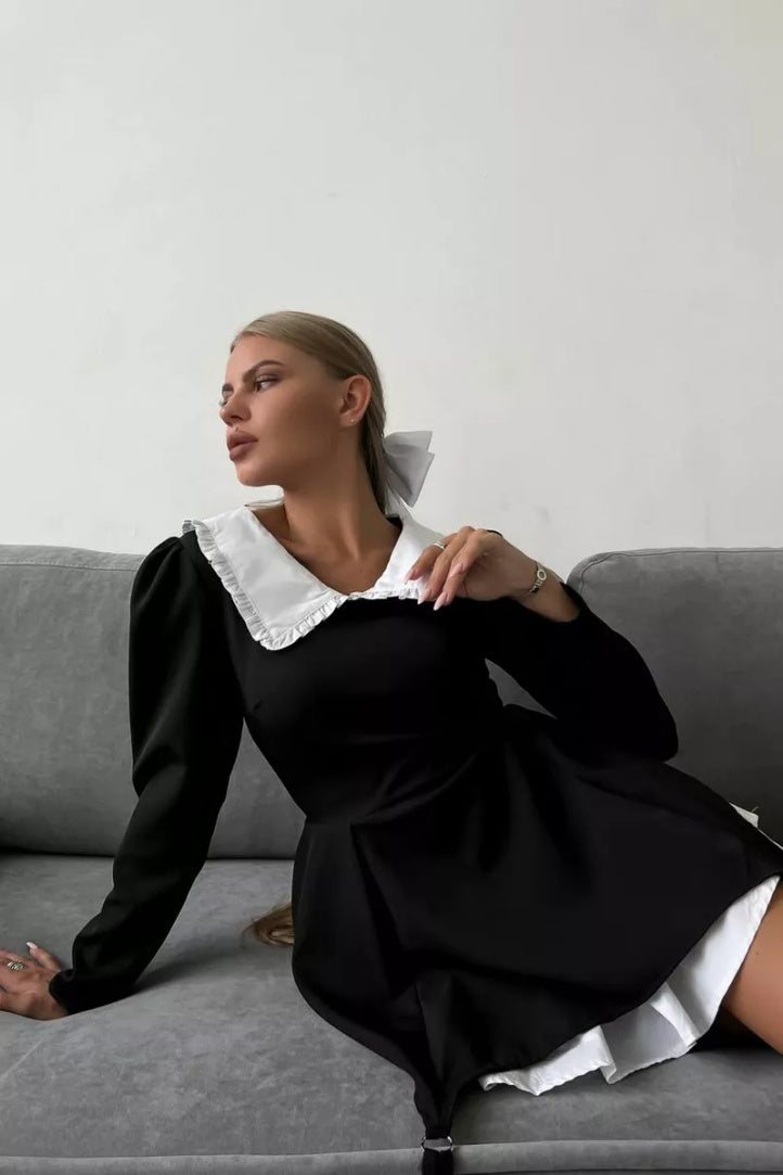 Setlla Peter Pan Collar Long Sleeve Mini Dress