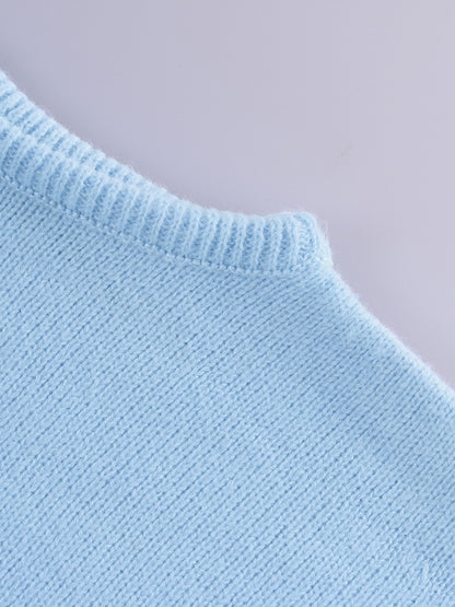 Solid High Neck Loose Sweater Vest