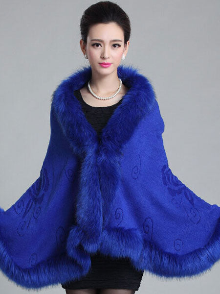 Women's Poncho Knitwear Oversized Faux Fur Coat Spring Outerwear