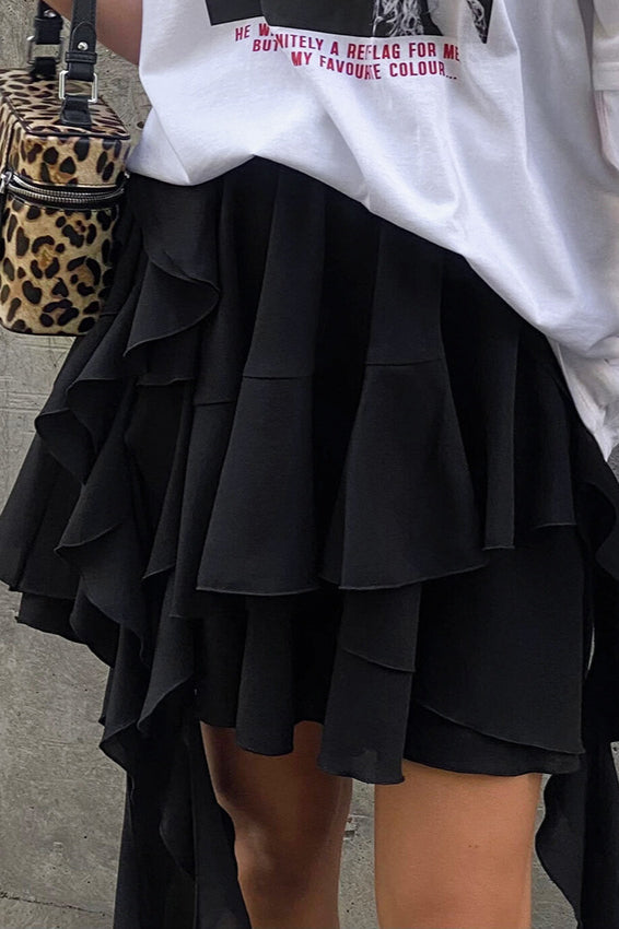 Ruffled High-Waist A-Line Skirt