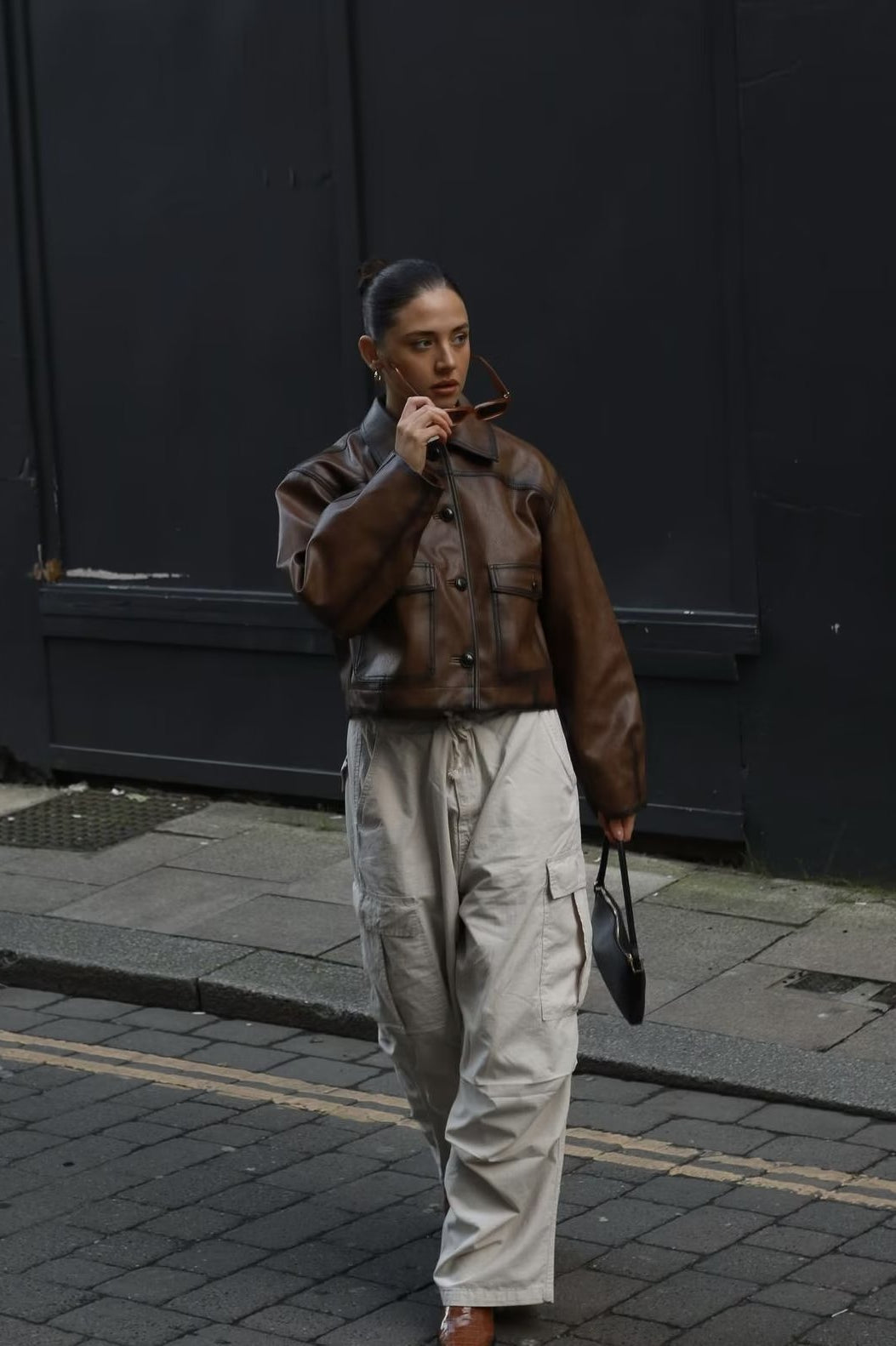 Brown Vintage Faux Leather Coat