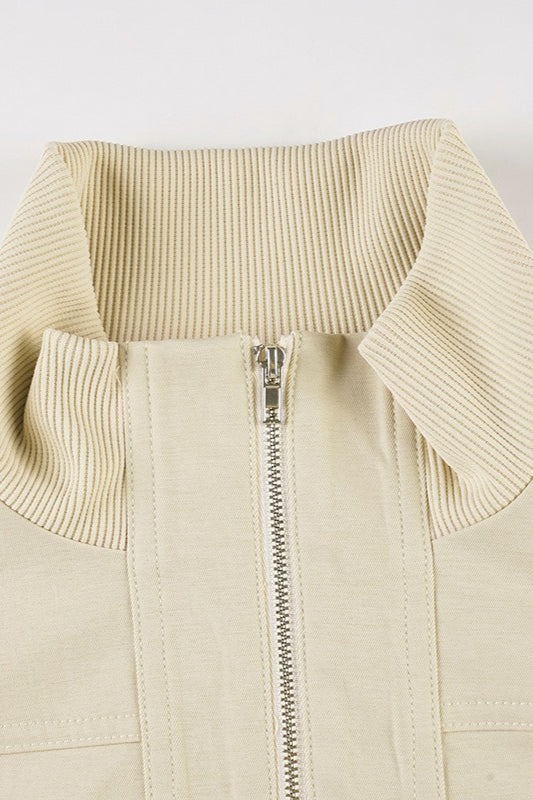 Utility Belted Stand Collar Jacket