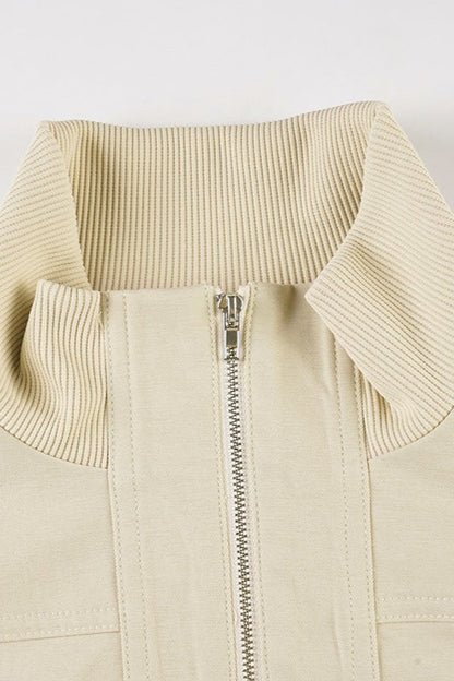 Utility Belted Stand Collar Jacket
