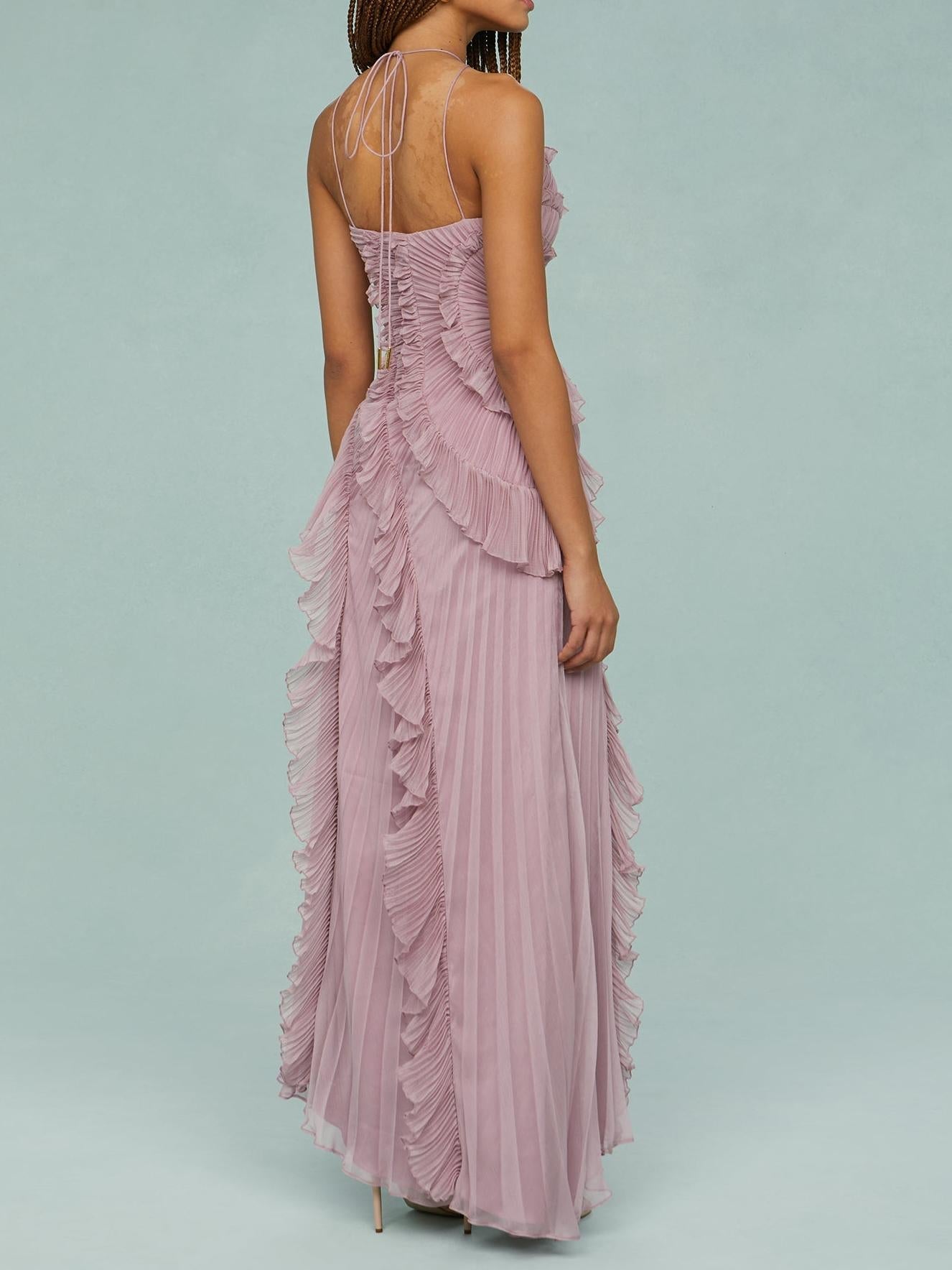 Amber | Rosé Ruffle Elegance Gown