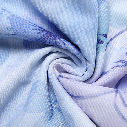 Ruched lace hem flower print slit maxi dress